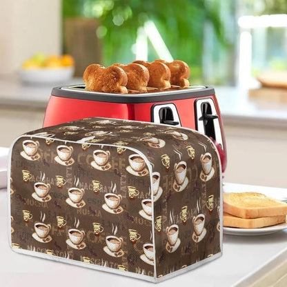 Coffee Design 2 Slice Toaster Dust Covers, Decorative Lotus Print, Stain Resistant Kitchen Appliance Cover