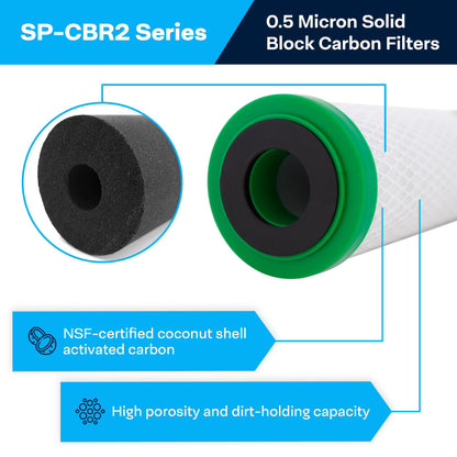 SpiroPure 10x2.5 0.5 Micron Carbon Water Filter CBR2-10 SMCB-2510 (12 Pack)
