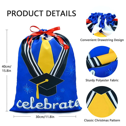Czvixsa Bachelor Hat Pattern Gift Bag Reusable Drawstring Gift Wrapping Bag For Holiday Party Wedding 11.8" x 15.8"