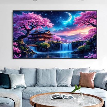 igoodom Large Diamond Painting, Large Cherry Blossoms Diamond Art Kits for Adults, Full Drill Round Big Diamond Painting, DIY Gem Art and Crafts for Home Wall Decor Gift 27.5 X 15.7inch