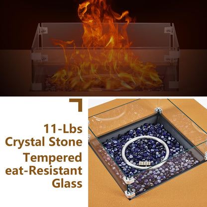 36 Inch Outdoor Propane Fire Pit Table, 50000BTU Steel Gas Firepit with Wind Guard, Add Warmth and Ambience to Parties On Outside Patio Deck Garden, Safety Certified Glass Beads & Rain Cover