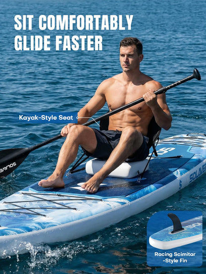 SOLAVERO Inflatable Stand Up Paddle Board, Adventure 12.5'×33" Extra Large SUP with Premium Accessories, Anti-Slip EVA Deck for Adults 600lb Capacity Upgraded Paddleboard for River, Ocean