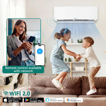 YITAHOME 18000 BTU Mini Split AC/Heating System, Ductless Mini Split Air Conditioner Heat Pump,230V 20 SEER2 Energy Efficient Inverter AC Unit,Wifi Enabled Compatible with Alexa for Apartment, Garage