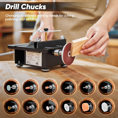 Saker Mini Multi-Functional Table Saw - Portable Desktop Electric Saw for Wood & Plastic Cutting, Speeds & Angle Adjustable with More Accessories