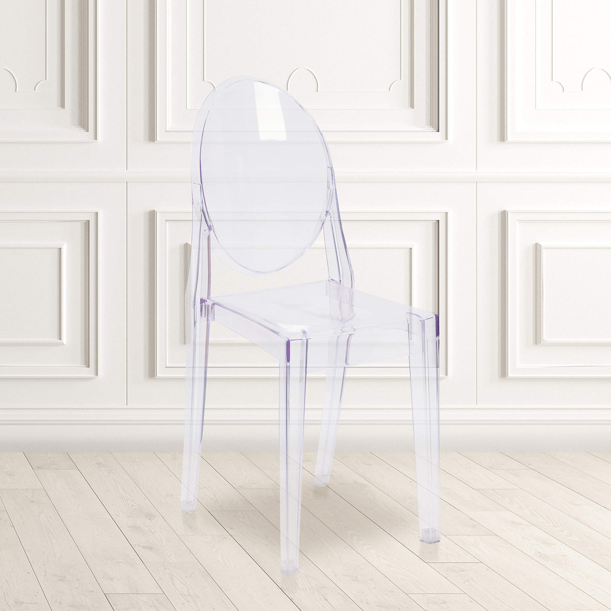 Flash Furniture Murray Indoor/Outdoor Ghost Accent and Dining Chairs, Stackable Transparent Restaurant Chairs, Set of 4, Transparent Crystal