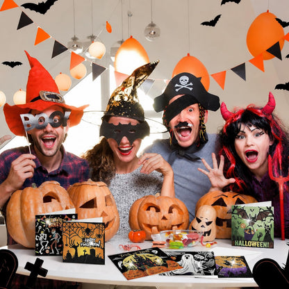 Saillong 12 Pack Halloween Diamond Painting Greeting Card Kits DIY Diamond Art Cards with Envelopes Bat Black Cat Pumpkin 5D Rhinestones Painting for Adults DIY Craft Family Friend Halloween Gifts