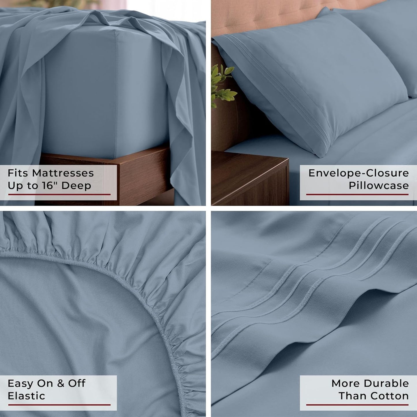 Mellanni California King Sheet Set - 4 PC Hotel Luxury Bedding | Extra Soft, Cooling, Wrinkle-Resistant (Blue Hydrangea)
