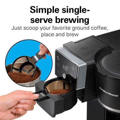 Hamilton Beach 2-Way 12 Cup Programmable Drip Hot and Iced Coffee Maker & Single Serve Coffee Machine, Glass Carafe, Auto Pause and Pour, Black (47500J)