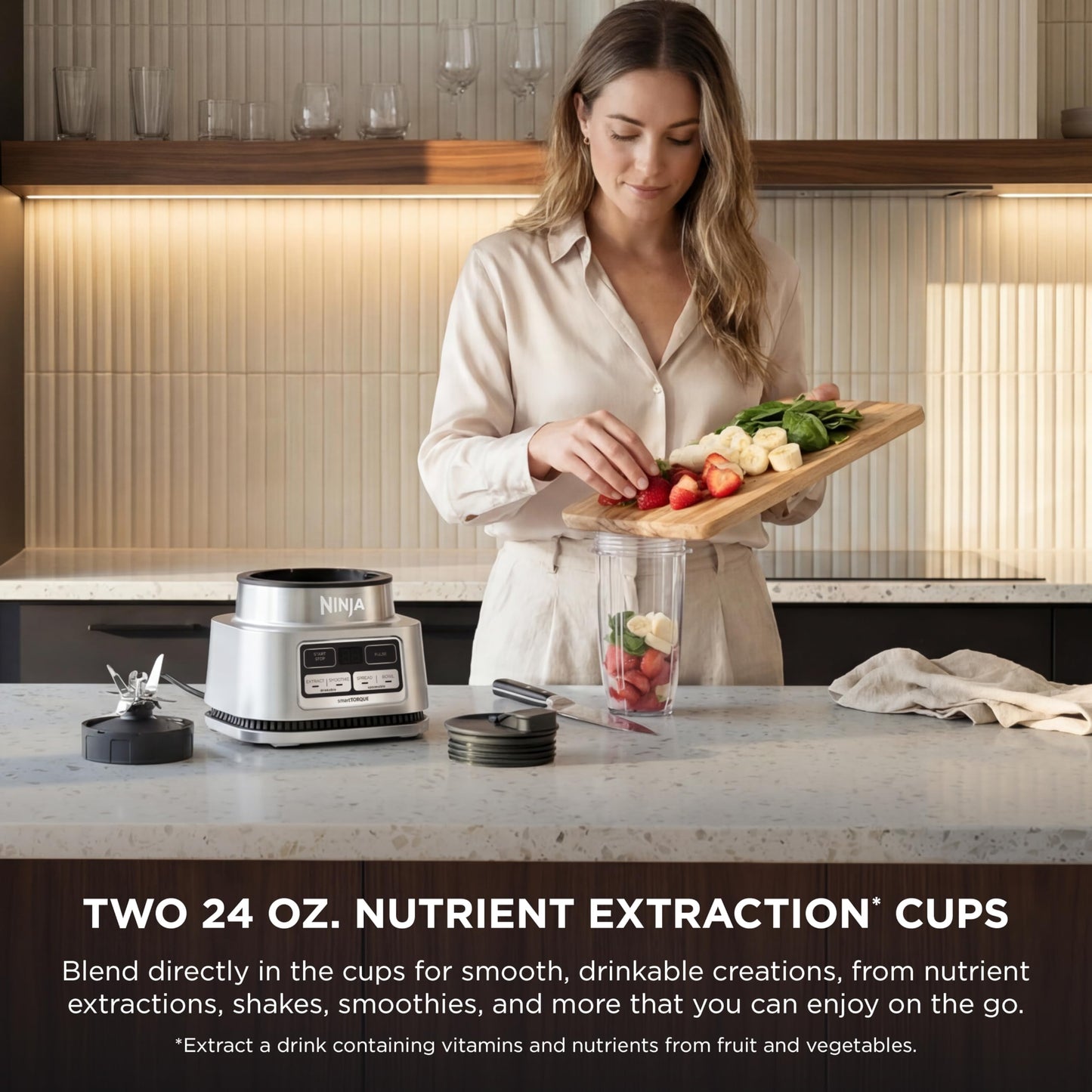 Ninja Foodi Blender | Personal Smoothie Maker, Mixer | Includes Hybrid Blades, (2) 24 oz. To-Go Cups with Lids, (1) 14 oz. Smoothie Bowl Maker with Storage Lid | Silver | 1200 Peak Watt | SS101