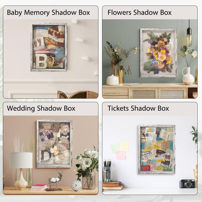 Hodeframe Shadow Box Frame 18x24, Wood Shadow Box Display Case with Glass Window Metal Lock, Memory Box for Memorabilia Awards Medals Photos Black