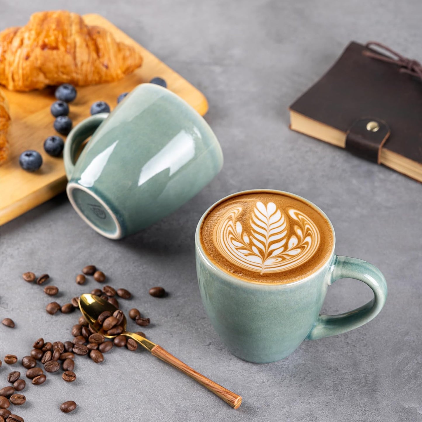 Set 4, 12oz Set GBHOME Ceramic Coffee Mugs of Stoneware Coffee Mugs For Dad Mom Women MEN, Light Weight Coffee Cups