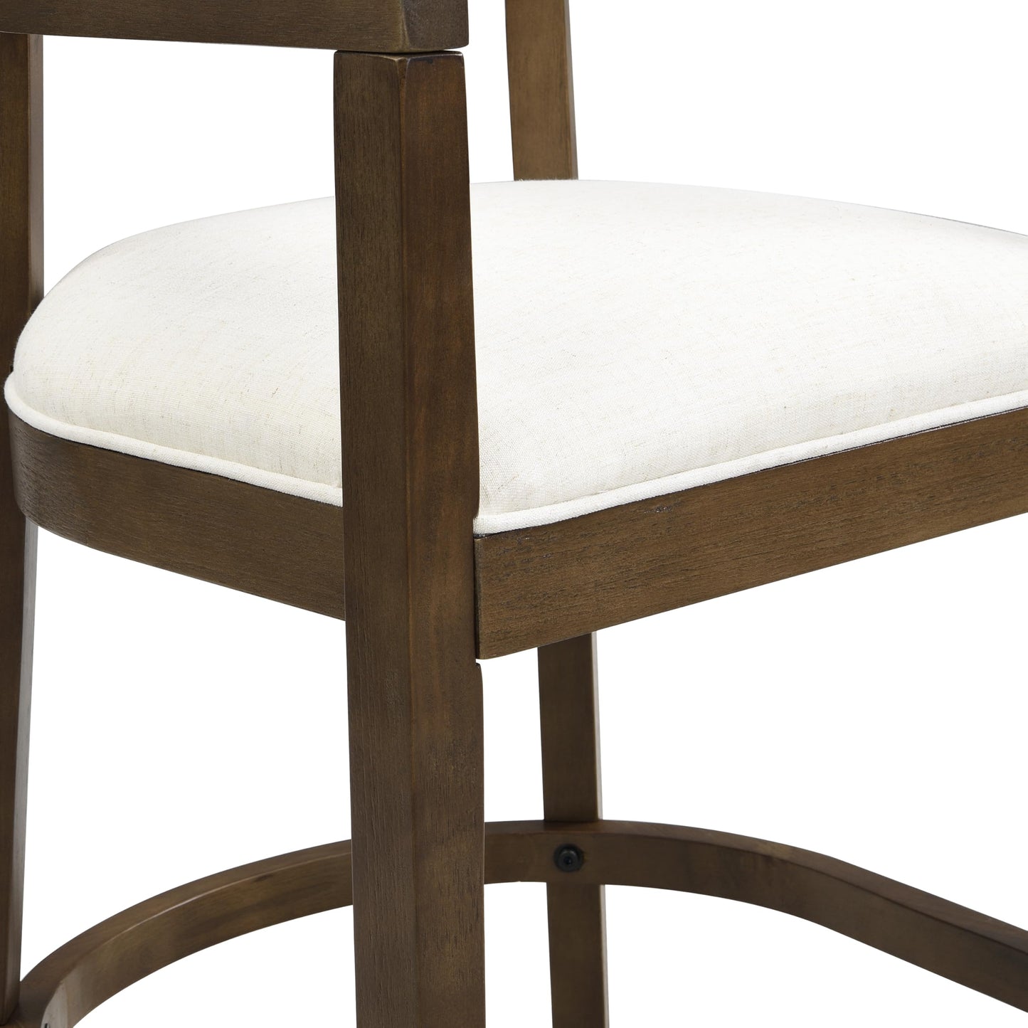 Christopher Knight Home Ebany 25.25" Barstools Set of 2, Rubberwood Counter Stool, Upholstered Seat Bar Chair, Curved Back Barstool, Open Design Stool for Kitchen Dining Island Table, Beige + Walnut