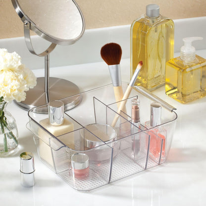 iDesign Makeup Organizer for Countertop, Clear Storage for Cosmetics and Toiletries, Made in USA