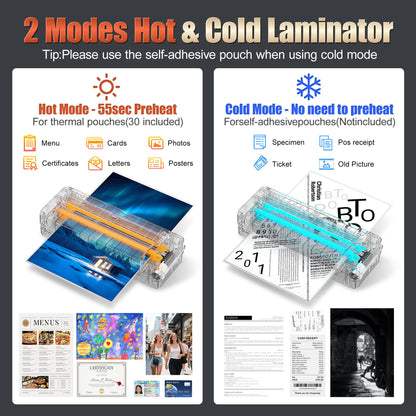 Commercial Laminator Machine 13 Inch 4-Roller, 55s Fast Warm-Up Never-Jam Lamination Machine, 3-10 Mil Thickness, Supports 11x17 & A3 Document Laminating, Includes 30 Laminating Sheets Black