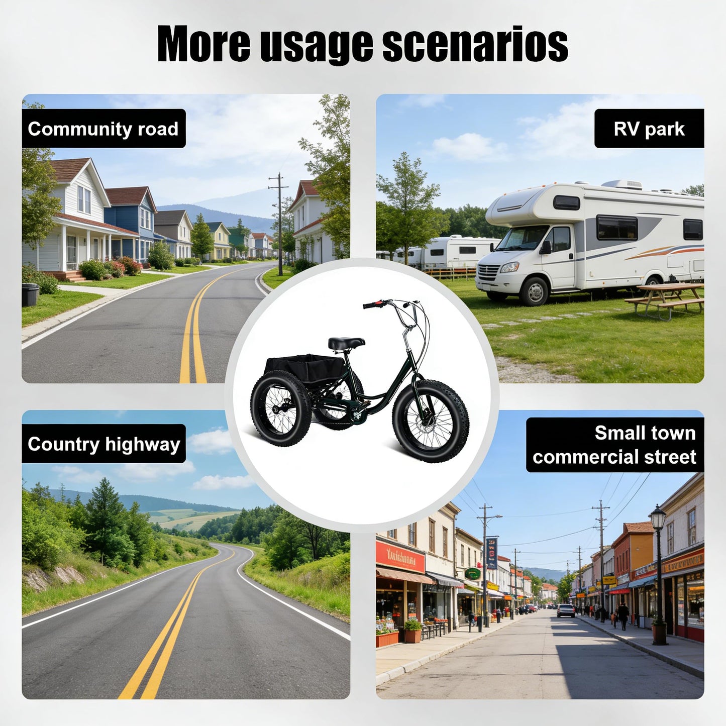 nawoefii Fat Tire Tricycle for Adults 20 Inch, 3 Wheel Bike for Adults Men Women, 7 Speed Cruise Trike with Big Basket, 450 LBS Load All Terrain Heavy Duty Three-Wheeled Cargo Bicycle
