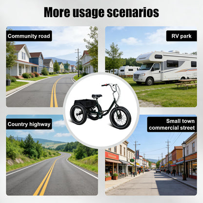 nawoefii Fat Tire Tricycle for Adults 20 Inch, 3 Wheel Bike for Adults Men Women, 7 Speed Cruise Trike with Big Basket, 450 LBS Load All Terrain Heavy Duty Three-Wheeled Cargo Bicycle