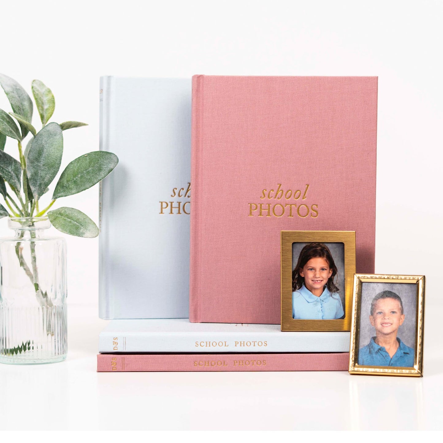 Elegant School Memory Book Prek-12 - Durable School Photo Book w/Photo Spaces, Prompts & More - 70 Pages Kids Scrapbook for Easy Journaling (Mauve)