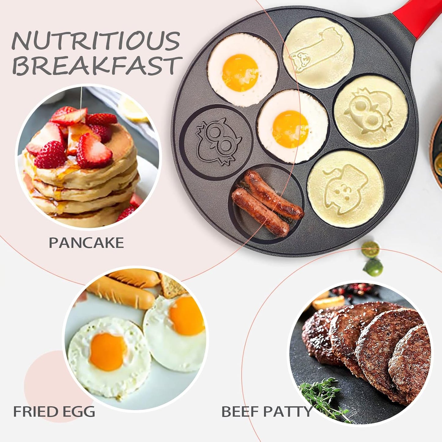 Egg Pan Omelette Maker, Nonstick Pancake Skillet for Breakfast, Cookies, Burgers