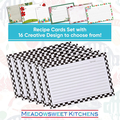 Meadowsweet Kitchens Recipe Card Set: 25 Double-Sided Recipe Cards 4 x 6 Inch for a Recipe Card Box