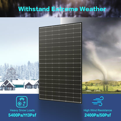 JJN Bifacial 2PCS 400 Watt Solar Panel, N-Type 16BB 400W Solar Panels, 25% High Efficiency Monocrystalline Solar Module for 12V/24V/48V PV System for Homes Rooftop Farm RV and Off-Grid Applications