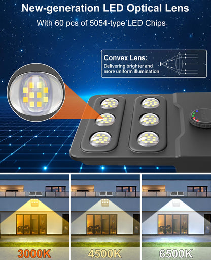 JAYNLT JX-10000W Solar Flood Lights Outdoor, 3000K/4000K/6500K Commercial Parking Lot Lights Dusk to Dawn,Motion Sensor Solar Powered Security Spot Lights, IP67 Waterproof, for Yard, Garage-2Pack
