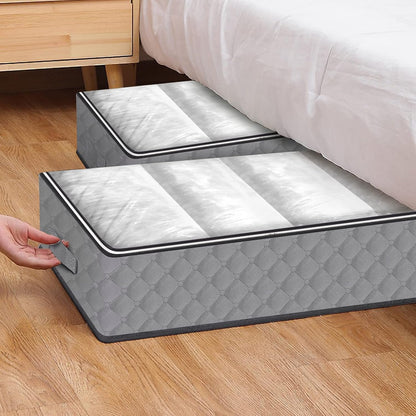 Homelove Under Bed Storage Bags, 2 Pack Fabric Containers with Reinforced Handles and Clear Window for Blankets,