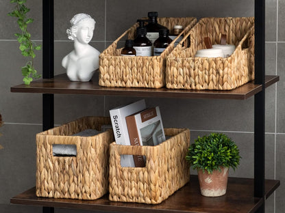 StorageWorks Wicker Baskets - Handwoven Water Hyacinth with Built-in Handles for Bathroom Organization | Medium & Small, 2 Pack