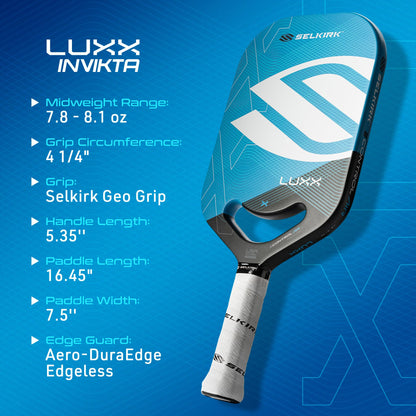 Selkirk Sport LUXX Control Pickleball Paddle | Florek Carbon Fiber Pickleball Paddles with a Polypropylene X7 Core | The Pickle Ball Racket Designed for Ultimate Power & Control | Invikta Blue