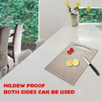 Cutting Board for Kitchen, Wheat Straw Fiber, Dishwasher Safe, Juice Grooves for Meat, Veggies, Easy Grip Handle,