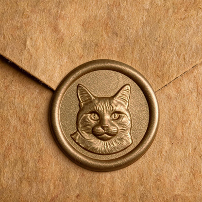 Mceal Wax Seal Stickers - 50 Pcs Gold Cat 3D Embossed Stickers with Strong Adhesive 30mm/1.18Inches Diameter for Invitation Gift Wrapping Christmas Holiday