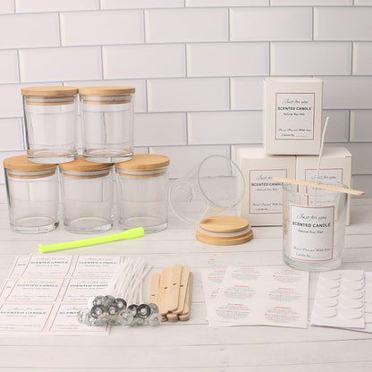 MILIVIXAY 12 Pack 12 OZ Clear Glass Candle Jars with Lids and Candle Making Kits - Bulk Empty Candle Jars for Making Candles - Spice, Powder Containers.