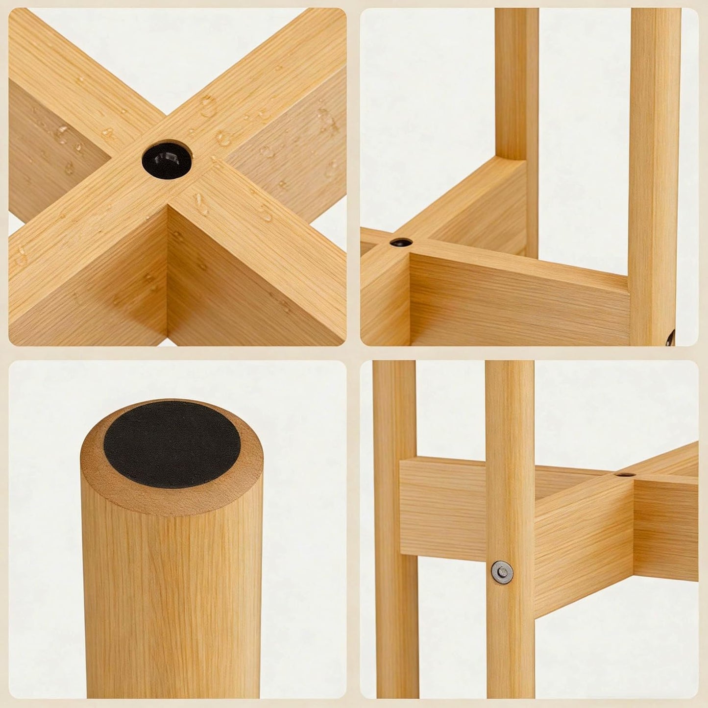 12 Inch ALIGADO Bamboo Plant Stand Indoor, for Up to Pots, Built to Fit Corners, Sturdy & Stable Design, Natural Wood