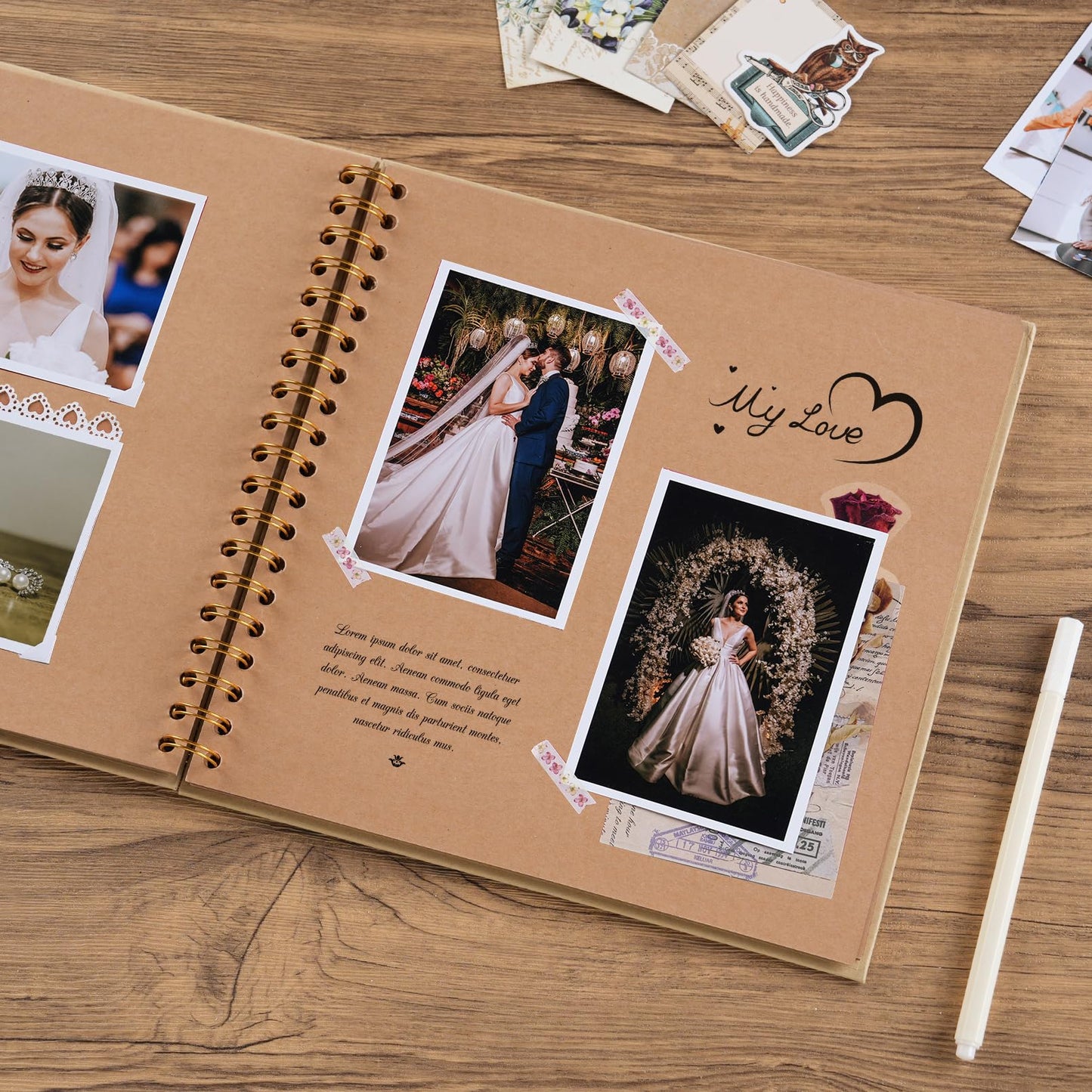 potricher 10 x 10 Inch DIY Scrapbook Album 40 Pages Hardcover Kraft Paper Scrap Book Photo Albums Memory Book for Wedding and Anniversary Family (Yellow, 10 Inch)