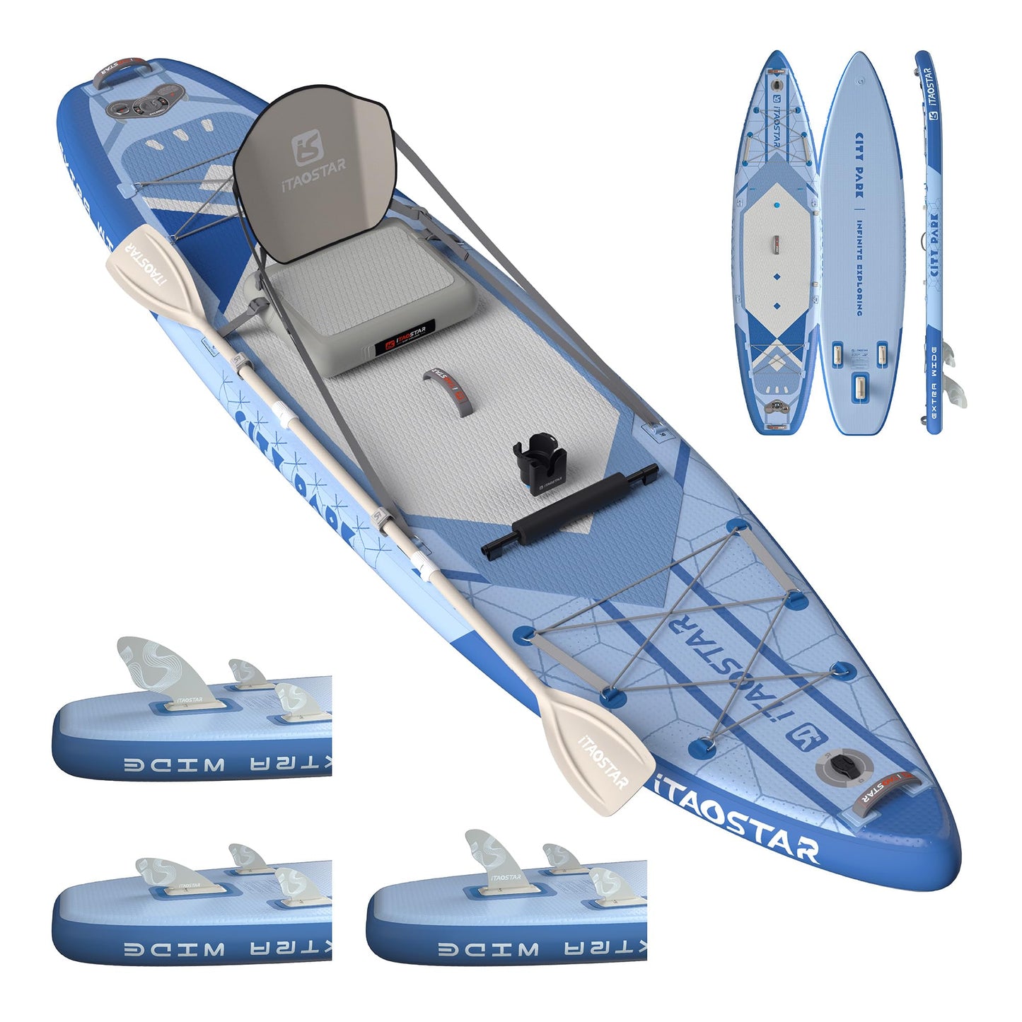 iTAOSTAR C03GP 35" Wide Paddle Board, More Fun SUP Board with 5 Fins，12 Foot Stand Up Paddle Board with Premium SUP Accessories for Adults of All Skill Levels