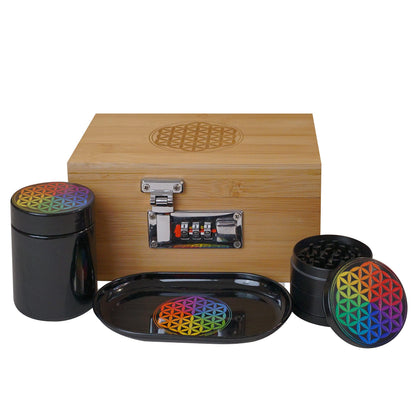 Miracles Bamboo Storage Box - Decorative Storage Box with Lid and Combo Lock - Bamboo Box with Accessories for Making Tea and Storing Herbs and Spices, Stronger Than the Wooden Box