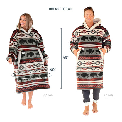 LazyOne Oversized Blanket Hoodie, Comfortable Sleepwear, Oversized Hoodies for Women and Men, One Size Fits All Wearable Blankets (Buffalo)