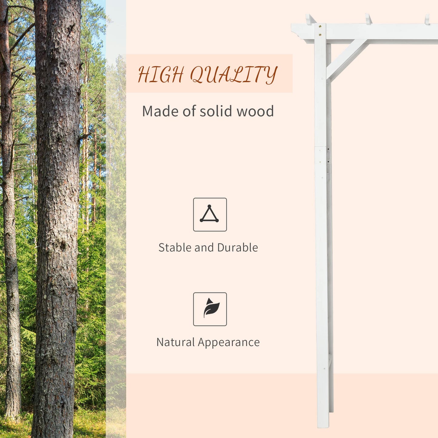 85" Wooden Garden Arbor for Wedding & Ceremony, Outdoor Garden Arch Trellis for Climbing Vines – White