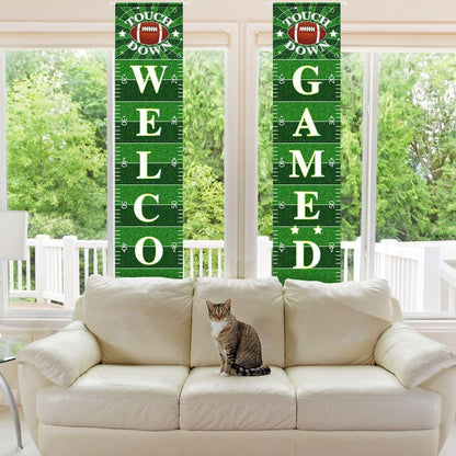 Football Porch Sign Banner Welcome Hanging Door Banner for Sport Theme Party Football Rugby Welcome Game Day Festival Party Decoration Supplies