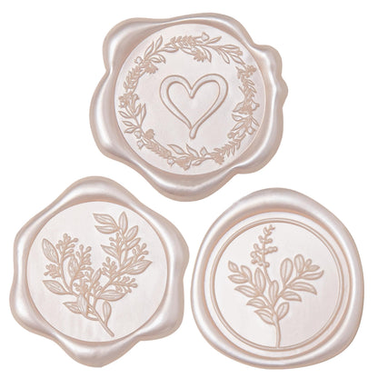 Uwilowe 60 Pcs Champagne & Pink Wax Seal Stickers Self-Adhesive Envelope Seals Stamp Stickers, Perfect for Wedding Invitations Seating Chart Christmas Gift Wrapping 3 Designs in 1 Pack