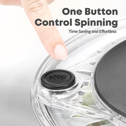SveBake 5.3Qt Stainless Steel Salad Spinner with Stop Button, BPA-Free Vegetable Lettuce Spinner, Transparent Lid & Drainage Hole, Non-Slip Base, Dishwasher Safe Fruit Washer