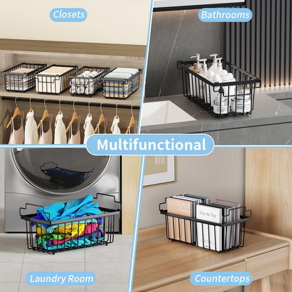 4 Pack Freezer Organizer Bins(14.6‘’L X 7.1‘’W X 5.2‘’H) Suitable for 5-7 Cu.Ft Chest Freezer Sort Frozen Meats | Stackablet Chest Freezer Organizer Bins Get Food Easily w/Handle, Gifts Ideas for Mom