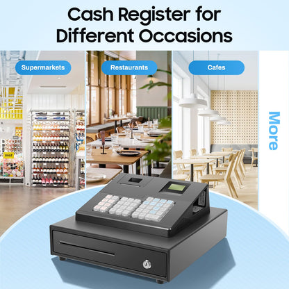 39 Keys Cash Registers with Locked Cash Drawer, Electronic Cashs Register for Small Businesses, 8 Digits LED Cash Register for Catering, Supermarkets, Clothing Stores, Hamburger Stores
