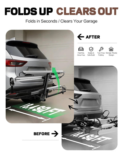 Young Hitch Mount Bike Rack with Ramp, 200 lbs. Capacity for 2 E-Bikes, Fat Tire and Standard, fits Cars, SUVs, RVs, Trailers with 2 Inch Receiver