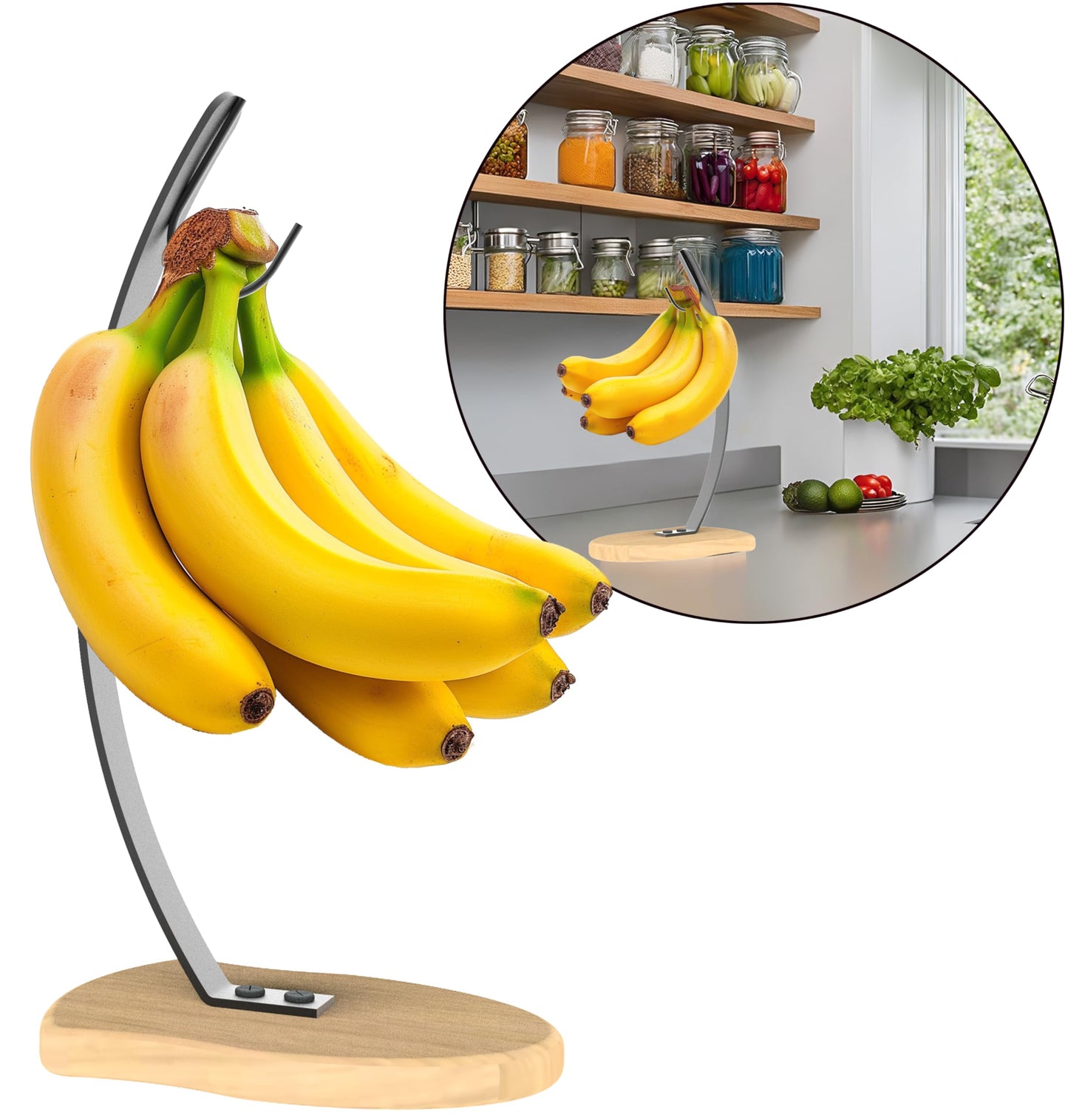 KR. LIF Banana Holder Stand - Stylish Banana Tree Hanger, Space-Saving Banana Rack Stand Hook for Fresh, Ripe Bananas