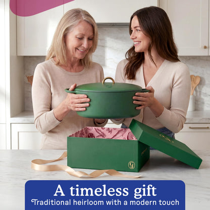 Great Jones Dutchess Cast Iron Dutch Oven Pot With Lid (Broccoli) - Large 6.75 Quart Size, Dual Handles - All Stovetop Safe - 500° Dutch Oven For Bread Baking | Dishwasher Friendly