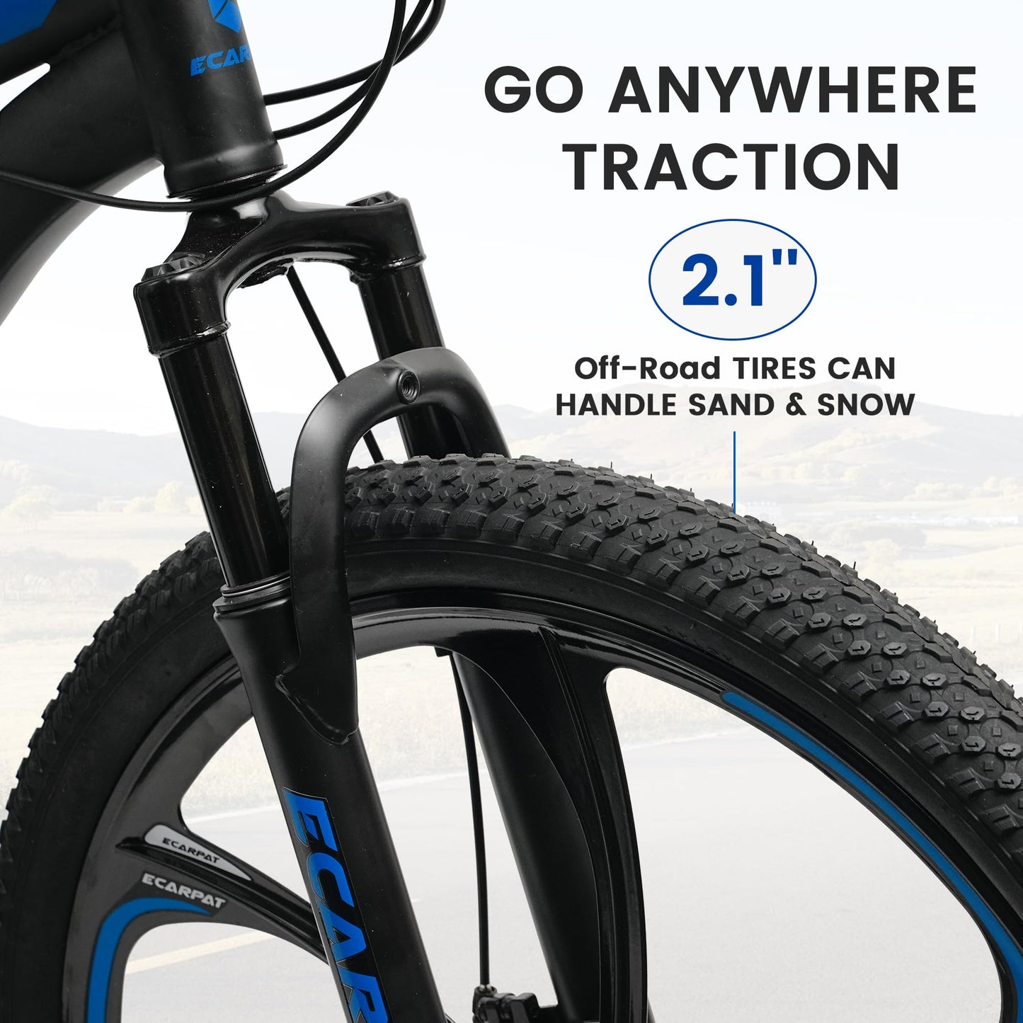 Rycheer Ecarpat 26 Inch Mountain Bike Full Suspension, 21 Speeds Dual Disc Brake, 6 Spokes Men Women Mountain Bike, Durable Carbon Steel Bicycle, Adult Trail Beach Snow Commuter City Bikes
