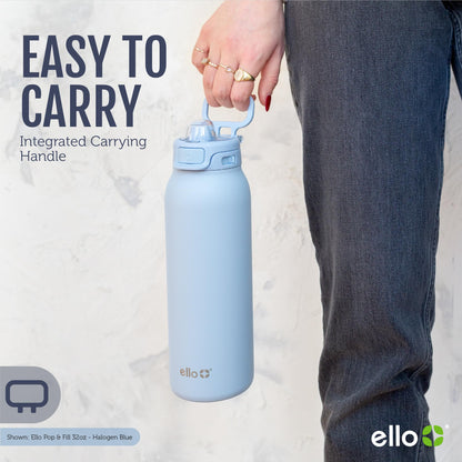Ello Pop & Fill 32oz Stainless Steel Water Bottle with Quick Fill Technology, Double Walled and Vacuum Insulated Metal, Leak Proof Locking Lid, Sip and Chug, Reusable, BPA Free, Coastal Sunrise