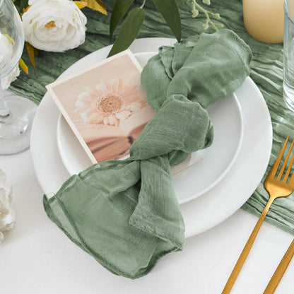 Xiomot 12 Pack Cheesecloth Napkins 20"x20" Sage Green Boho Gauze Cheese Cloth Napkins Bulk Rustic Dinner Table Decor for Wedding Bridal Baby Shower Party