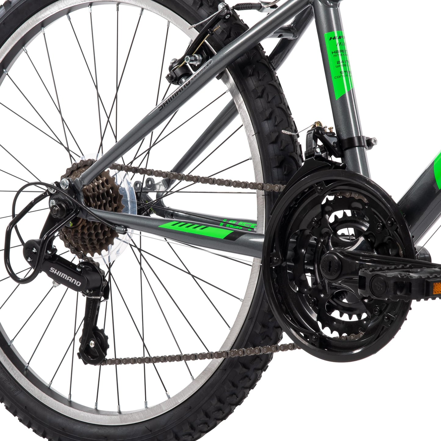 Huffy Stone Mountain Mens 24 Inch Mountain Bike, Charcoal Gloss Frame, 21-Speed Shimano Twist Shifting, Front Suspension, Comfort Saddle | 20"/24"/26" Sizes, 6-21 Speeds, Dual Suspension Available