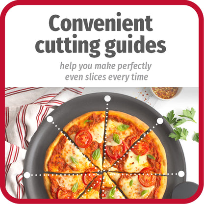 GoodCook AirPerfect 14 Inch Insulated Nonstick Carbon Steel Pizza Pan with Cutting Guides, Perforated, Gray